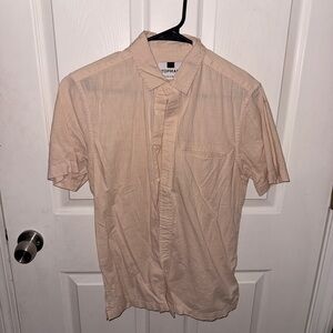 Topman Men's Short-Sleeve Button-Down Shirt in Pale Peach